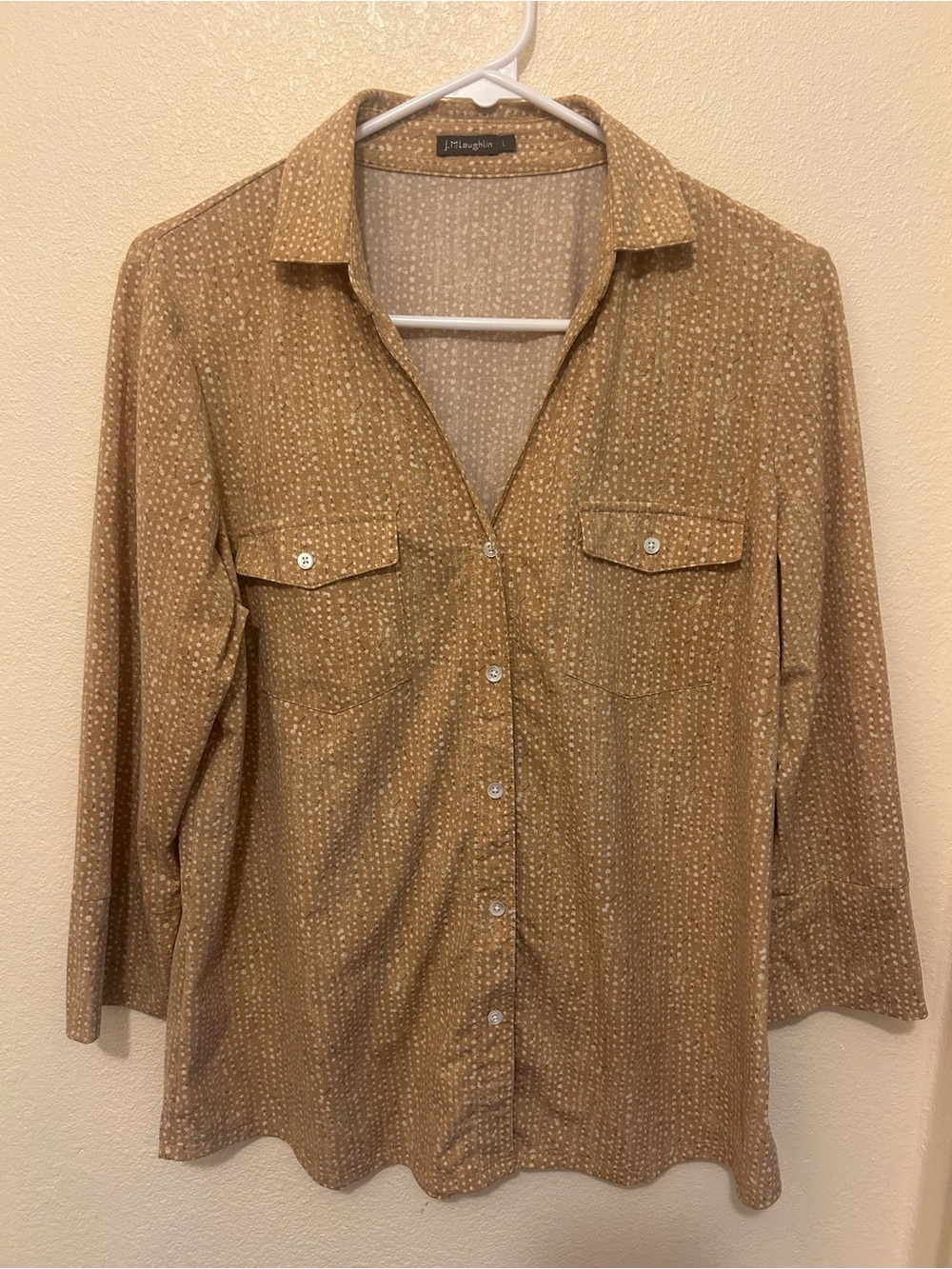 J.McLaughlin mustard yellow tan Button-Front soft Shirt
